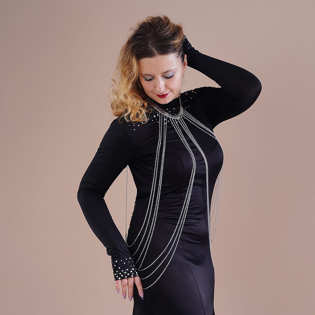 Silvertone Multi Strand Body Chain (21.5-23.5 Inches) image number 6