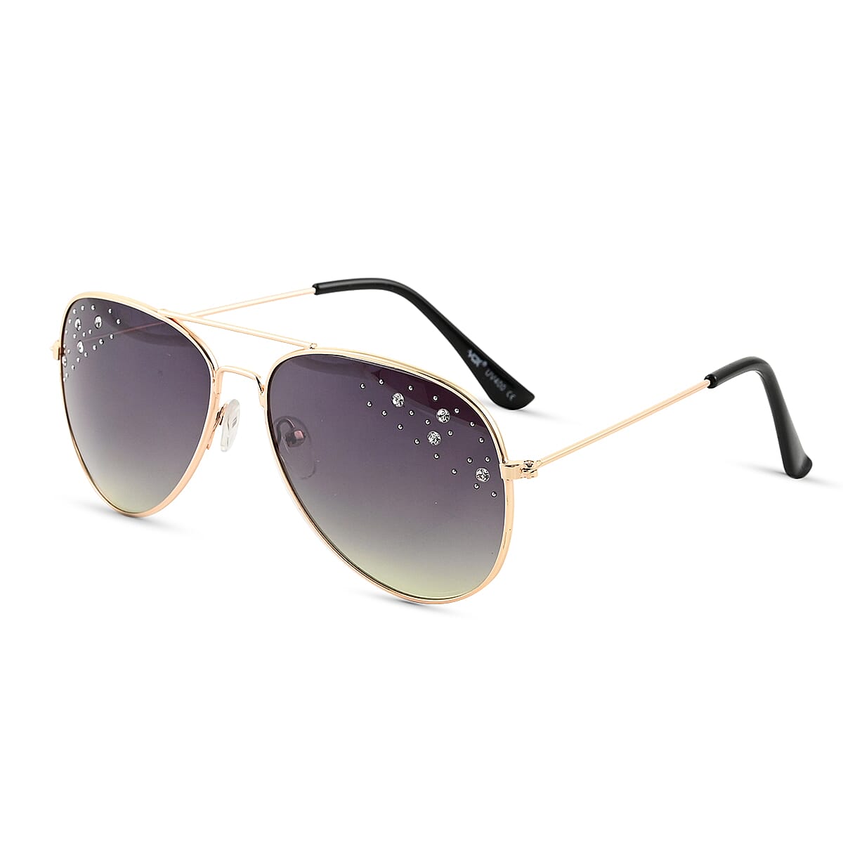 NY CLOSEOUT UV 400 DESIGNER Green Aviator Sunglasses with Rhinestones