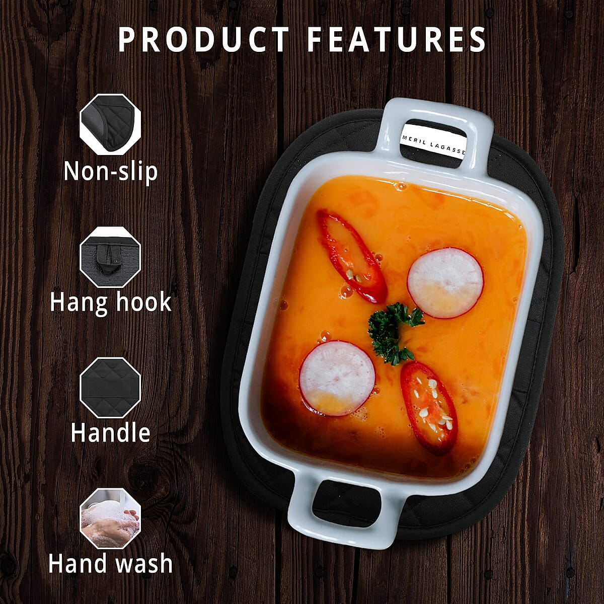 Black Silicone Pot Rest with Handle image number 2