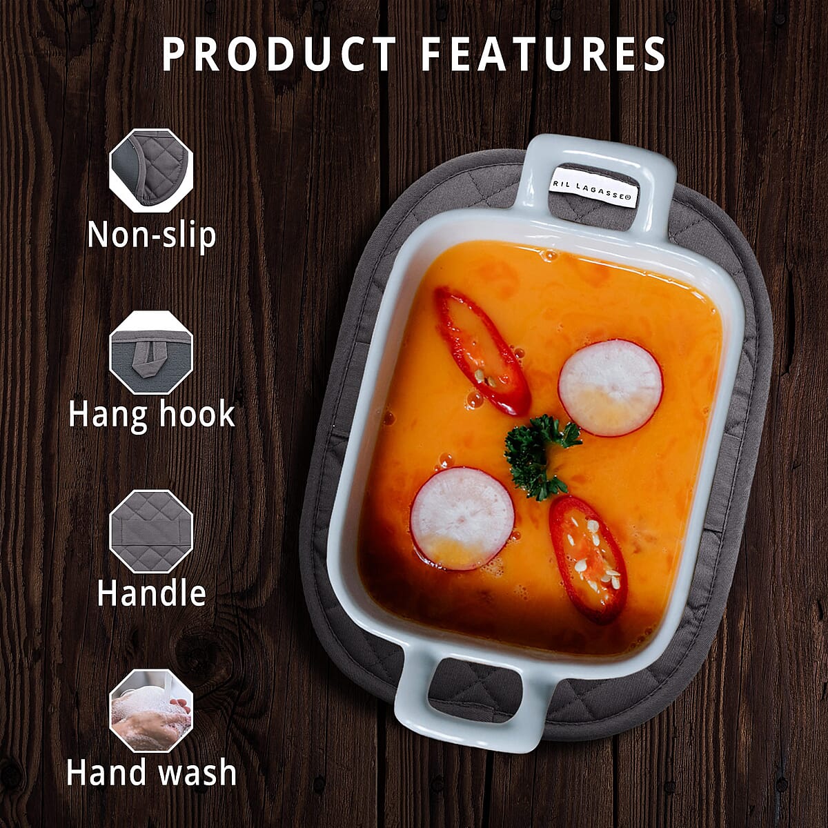 Grey Silicone Pot Rest with Handle image number 2