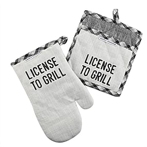 Natural License to Grill Oven Mitt/Pot Holder 2pcs Set