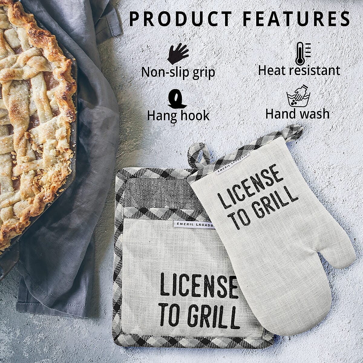 Natural License to Grill Oven Mitt/Pot Holder 2pcs Set image number 2