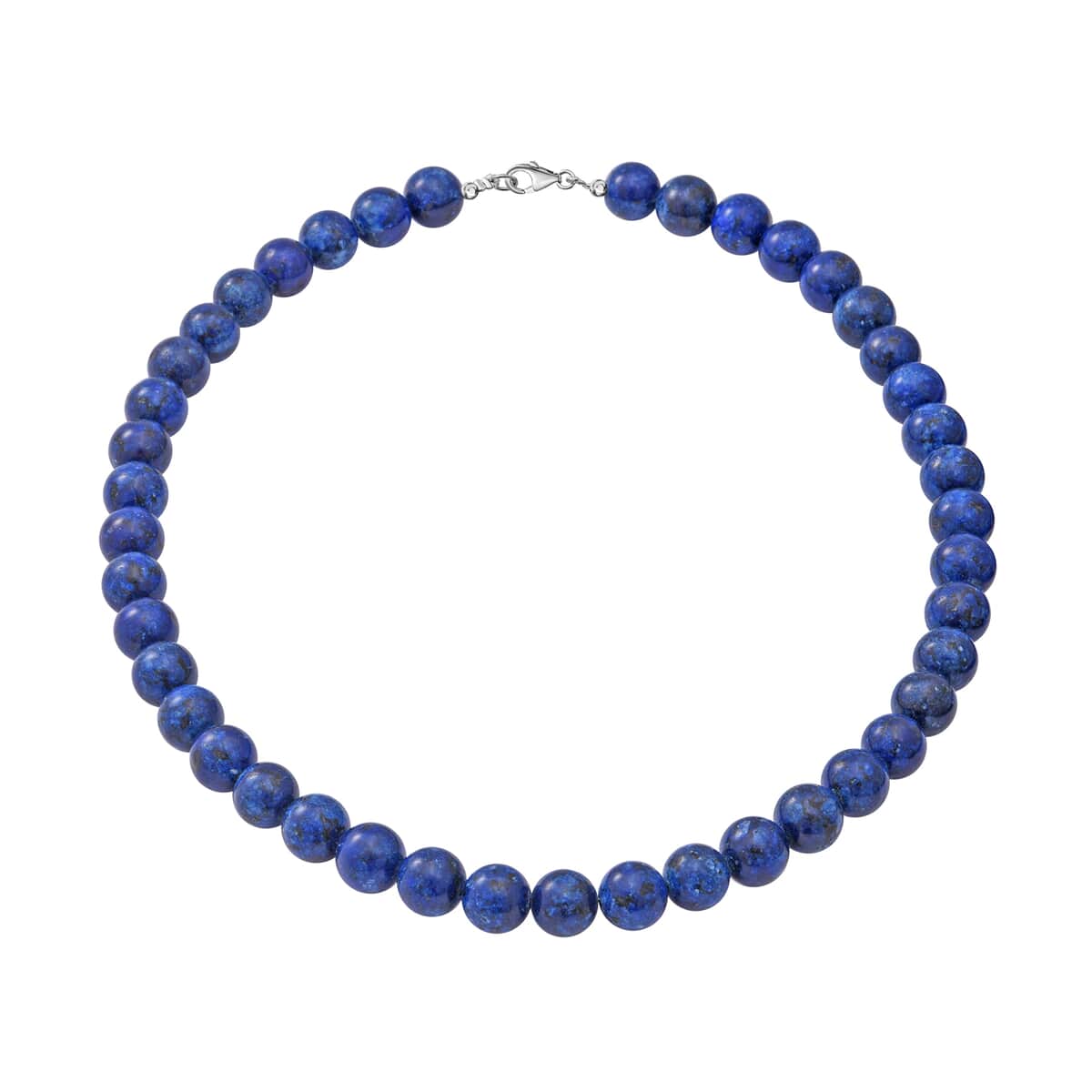 Lapis Lazuli 10mm Beaded Necklace 18 Inches in Sterling Silver 250.00 ctw image number 0