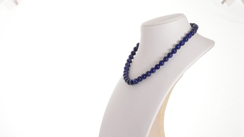 Lapis Lazuli 10mm Beaded Necklace 18 Inches in Sterling Silver 250.00 ctw