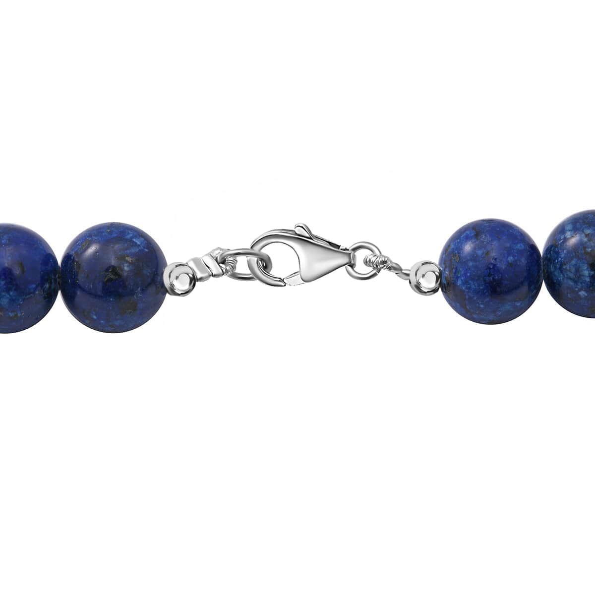 Lapis Lazuli 10mm Beaded Necklace 18 Inches in Sterling Silver 250.00 ctw image number 3