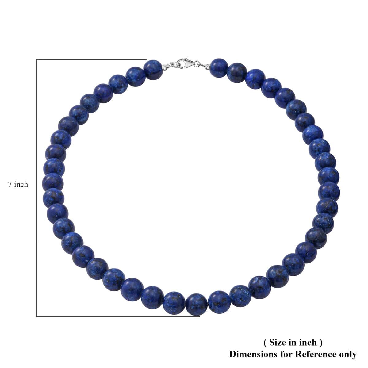 Lapis Lazuli 10mm Beaded Necklace 18 Inches in Sterling Silver 250.00 ctw image number 4
