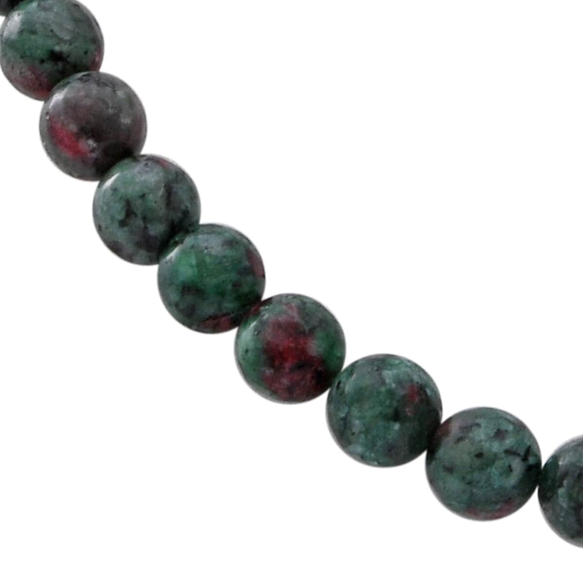 Ruby Zoisite 10mm Beaded Necklace 18 Inches in Sterling Silver 275.00 ctw image number 2