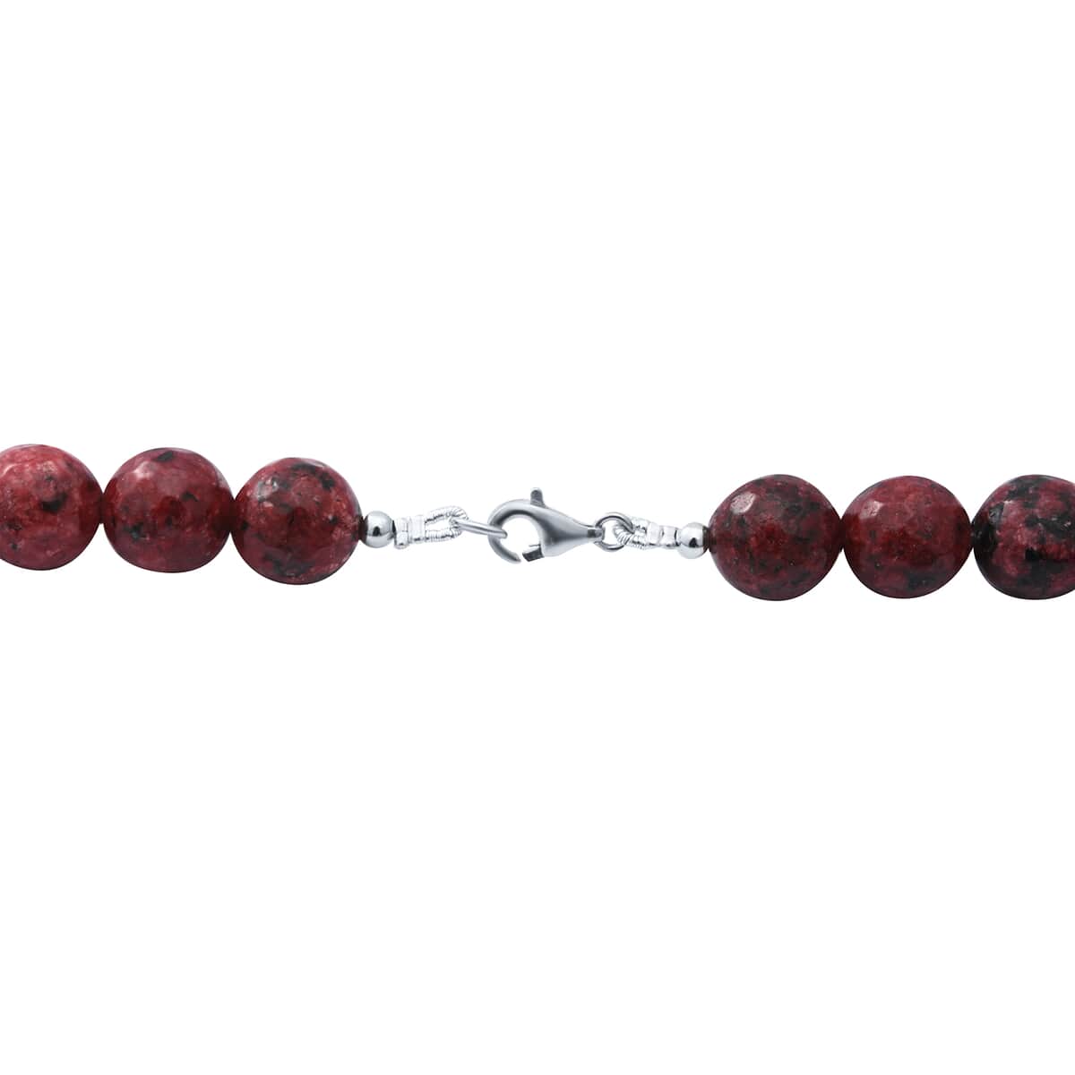 Red Jasper Beaded Necklace 18 Inches in Sterling Silver 250.00 ctw image number 3
