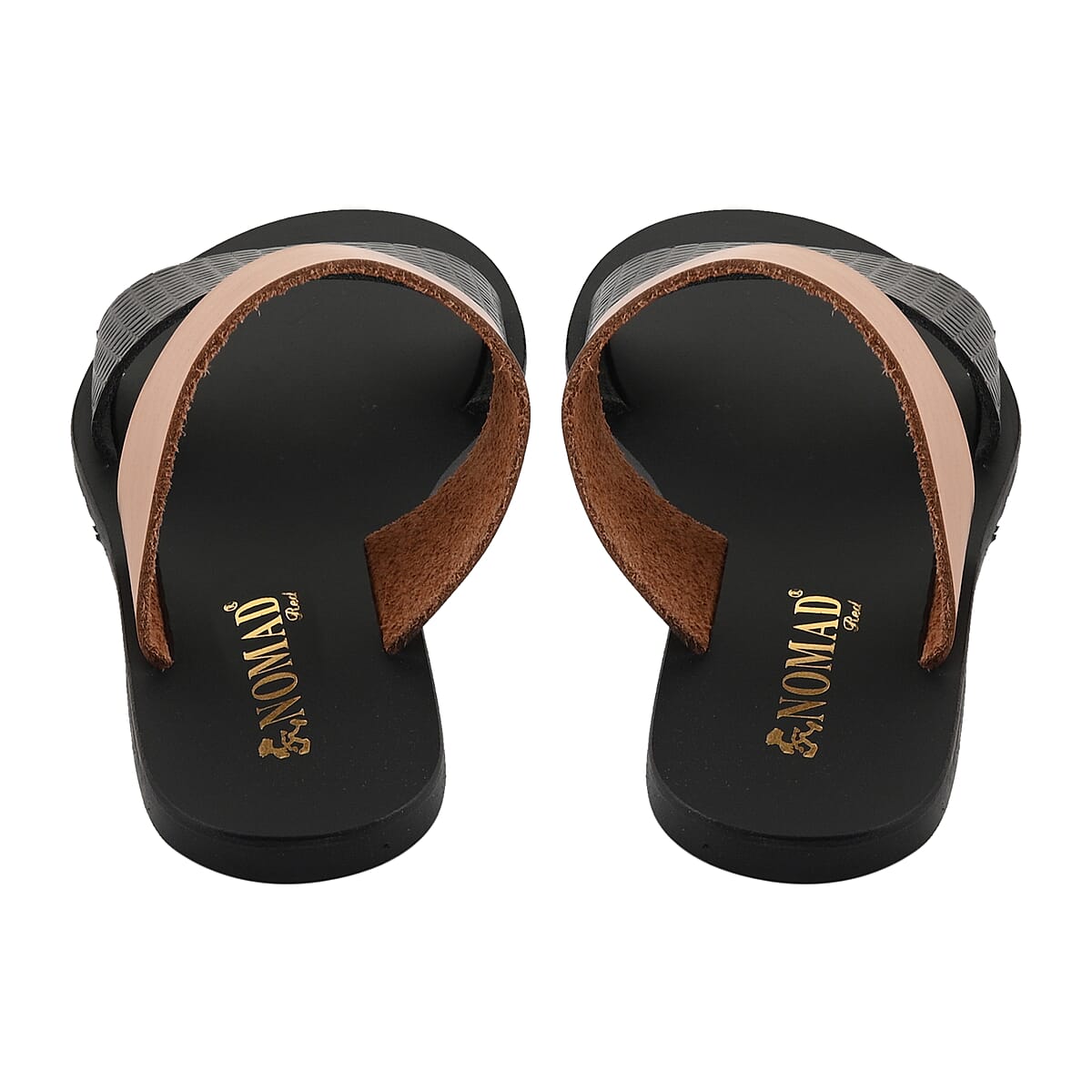 NOMAD Tan and Black Leather Noosa Flat Sandal - Size 6 image number 3