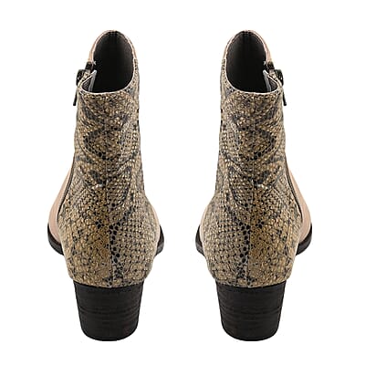 NOMAD Beige and Python Jackie Zip-up Bootie - Size 6.5