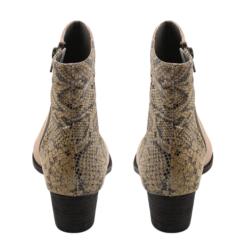 NOMAD Beige and Python Jackie Zip-up Bootie - Size 6.5