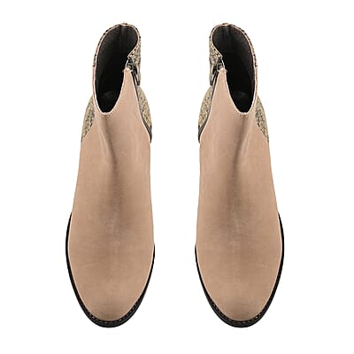 NOMAD Beige and Python Jackie Zip-up Bootie - Size 6.5