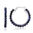 Lapis Lazuli Beaded Hoop Earrings in Stainless Steel 3.50 ctw image number 5