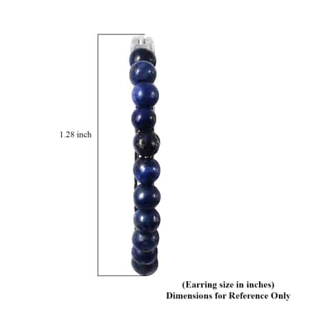 Lapis Lazuli Beaded Hoop Earrings in Stainless Steel 3.50 ctw image number 6