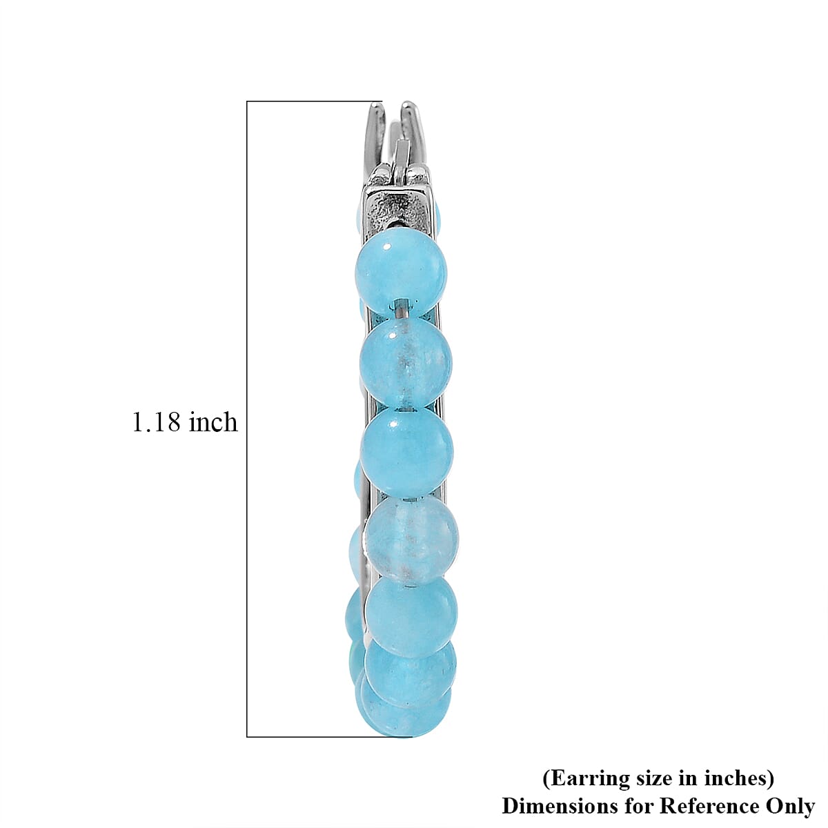 Amazonite 3.50 ctw Beaded Hoop Earrings in Stainless Steel image number 4