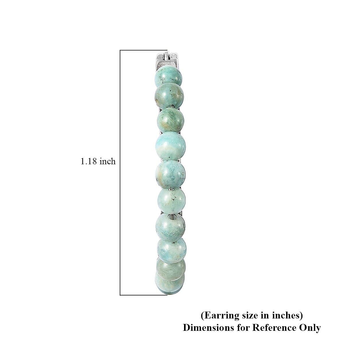 Amazonite 3.50 ctw Beaded Hoop Earrings in Stainless Steel image number 5