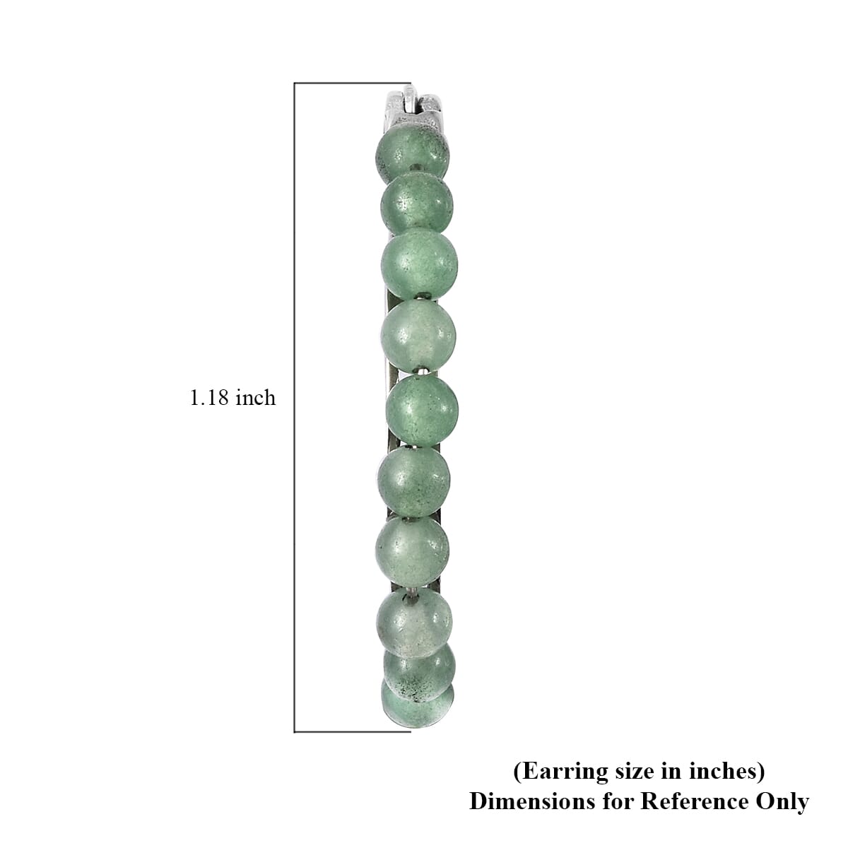 Green Aventurine Beaded Hoop Earrings in Stainless Steel 3.50 ctw image number 6