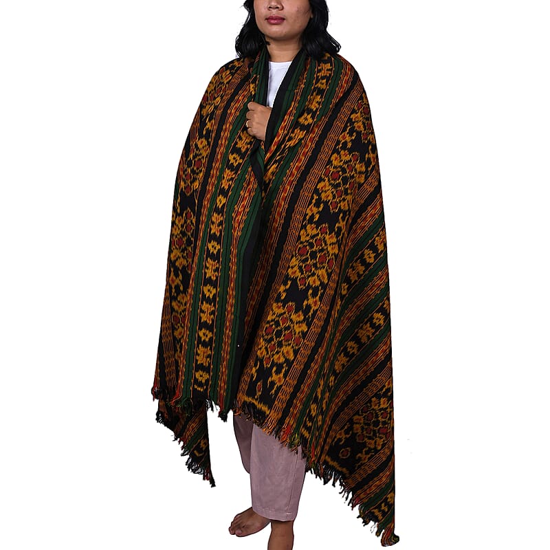 Designer Inspired Handmade Green & Red Tenun Tapestries in Animal Motif