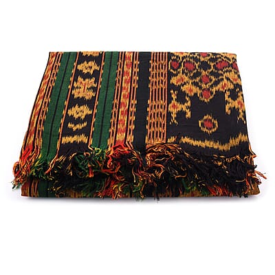 Designer Inspired Handmade Green & Red Tenun Tapestries in Animal Motif