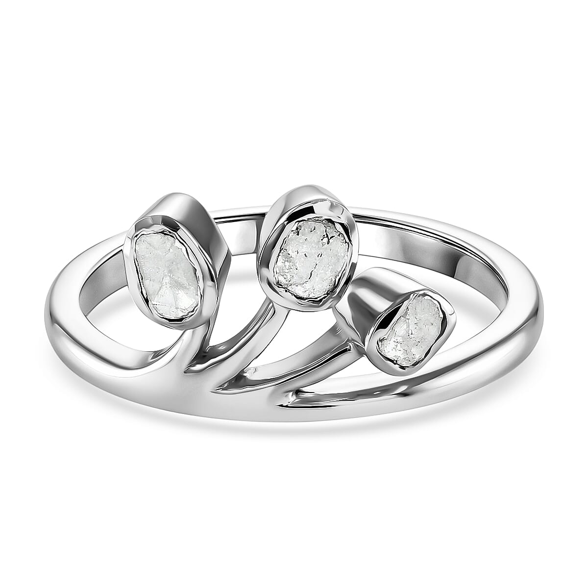 Diamond 0.50 ctw Ring in Platinum Over Sterling Silver (Size 10.0)