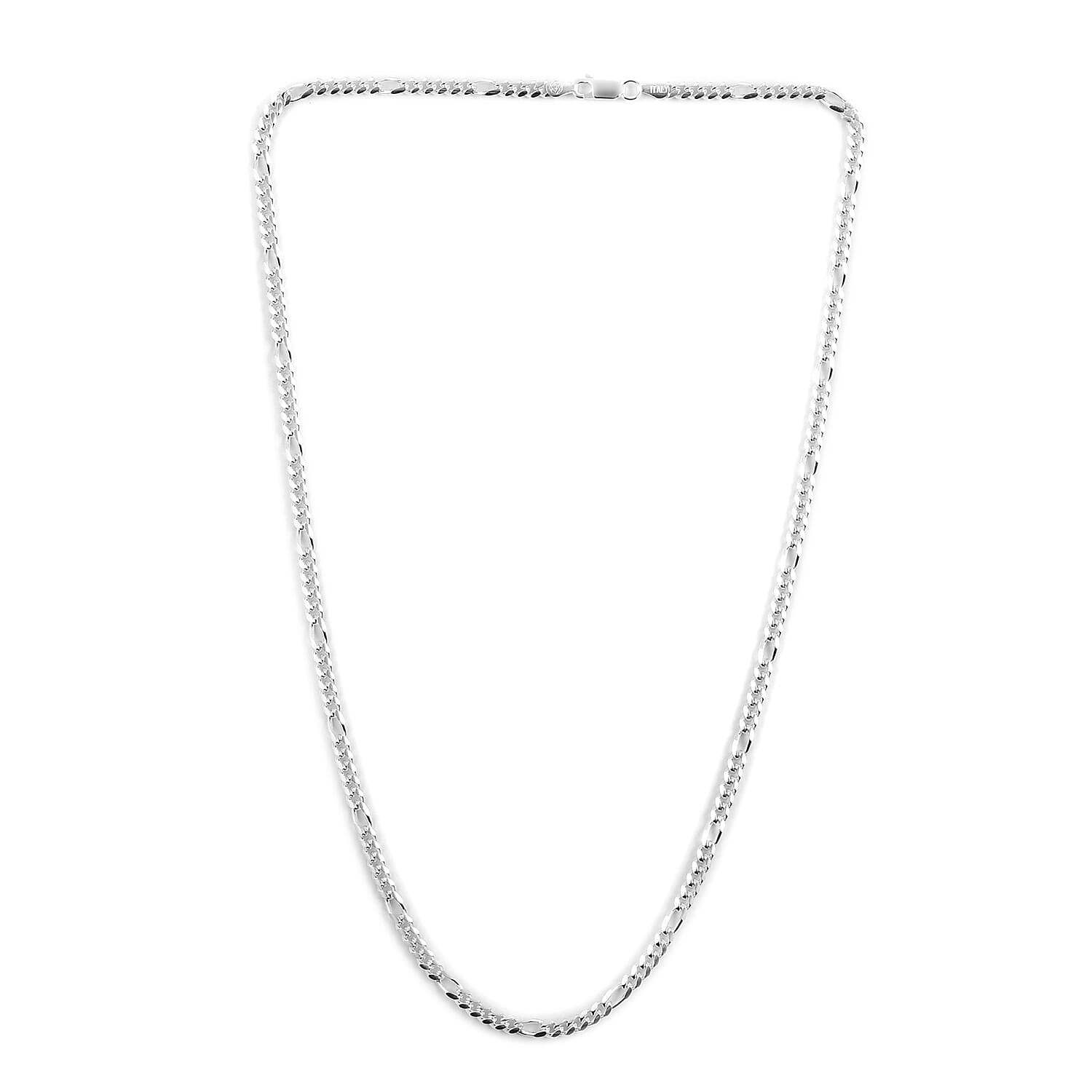 Italian Figaro Necklace 22 Inches in Sterling Silver 24.20 Grams