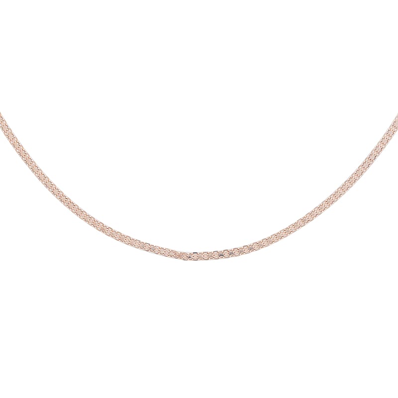 Italian 14K Rose Gold  Over Sterling Silver Bismark Chain 20 Inches 3.40 Grams