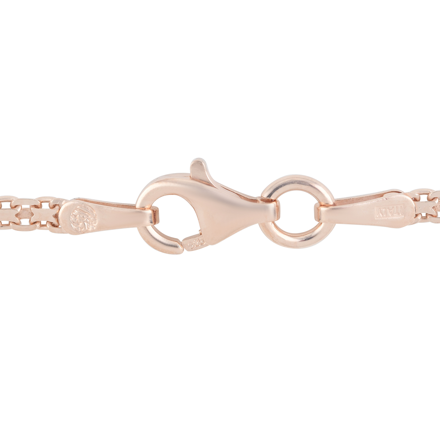 Italian 14K Rose Gold  Over Sterling Silver Bismark Chain 20 Inches 3.40 Grams