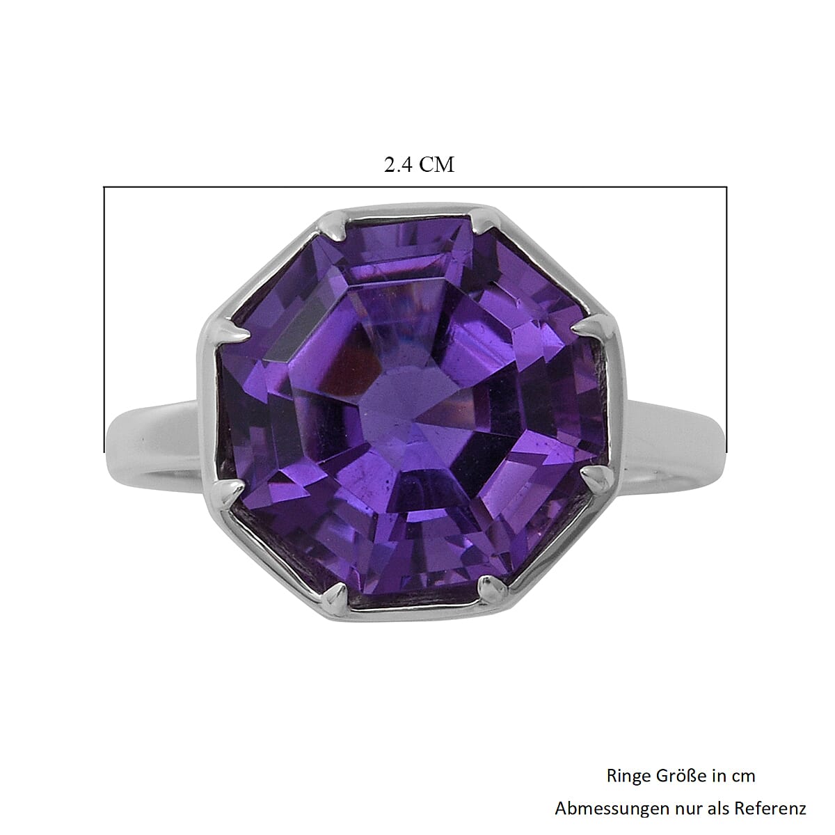 Lusaka Amethyst 6.55 ctw Ring in Platinum Over Sterling Silver (Size 6.5)