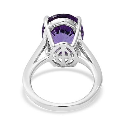 Lusaka Amethyst 9.50 ctw Ring in Platinum Over Sterling Silver (Size 6.5)