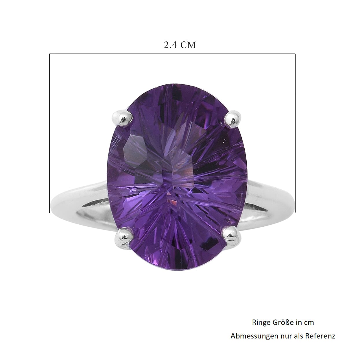 Lusaka Amethyst 9.50 ctw Ring in Platinum Over Sterling Silver (Size 6.5)