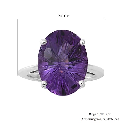 Lusaka Amethyst 9.50 ctw Ring in Platinum Over Sterling Silver (Size 6.5)