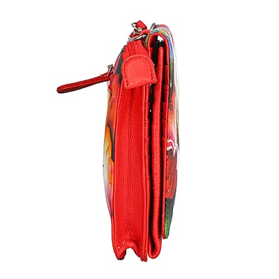 SUKRITI Deep Orange Floral Theme Genuine Leather Ladies Crossbody Bag