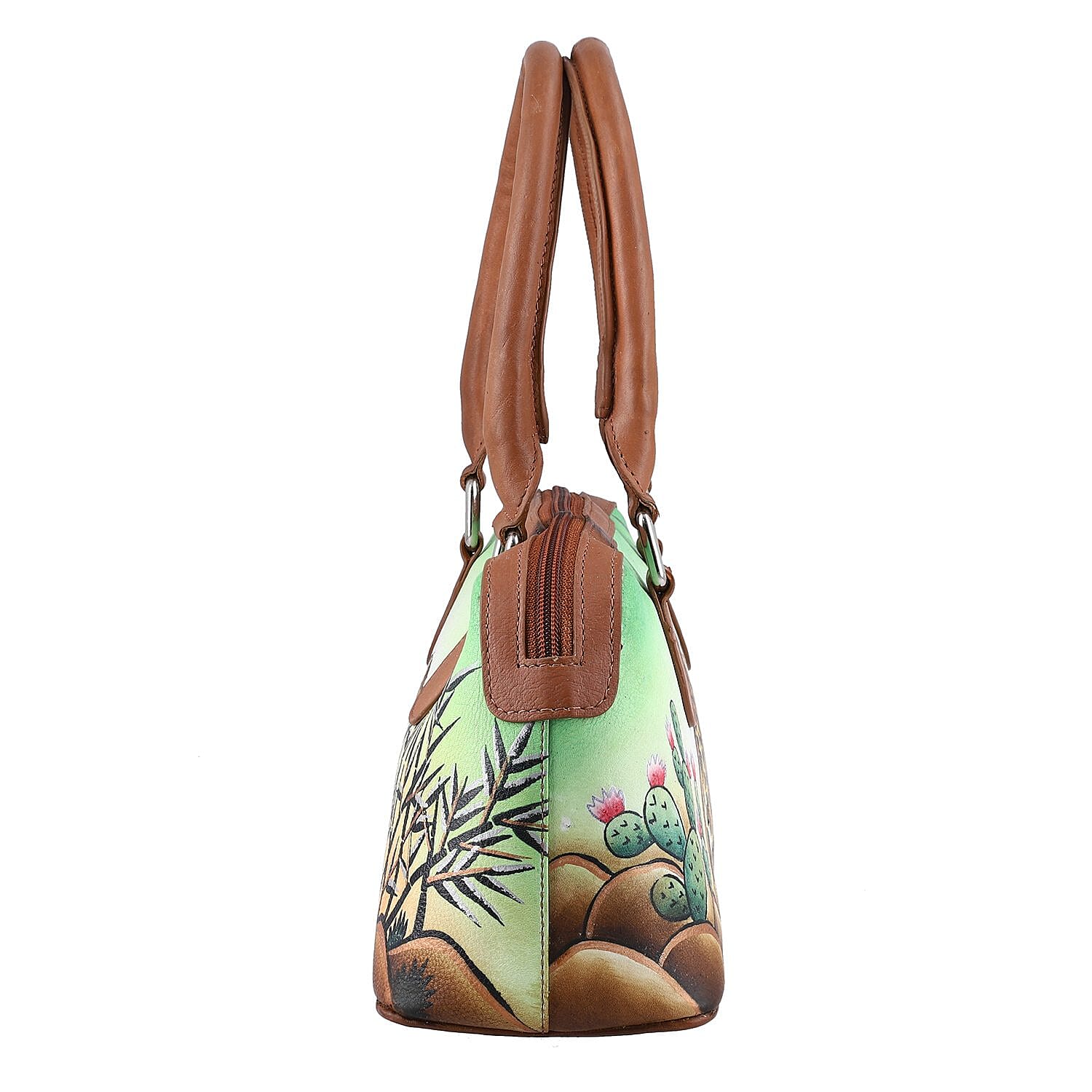 Sukriti Dark Beige Forest Leopard Printed Genuine Leather Shoulder Bag