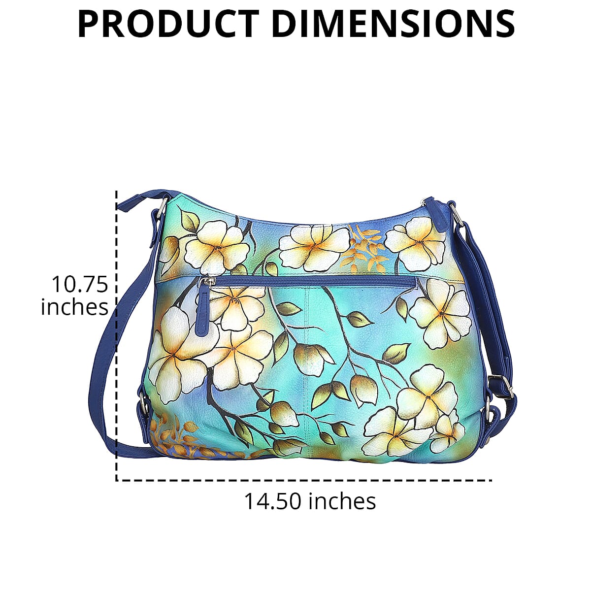 Sukriti Mustard Yellow Floral Pattern Genuine Leather Hobo Crossbody Bag for Women, Tote Bag, Messenger Bag, Shoulder Bag image number 4