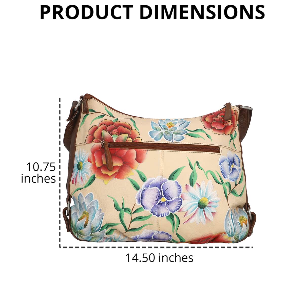 Sukriti Light Brown Floral Pattern Genuine Leather Hobo Crossbody Bag with Adjustable Shoulder Strap image number 4