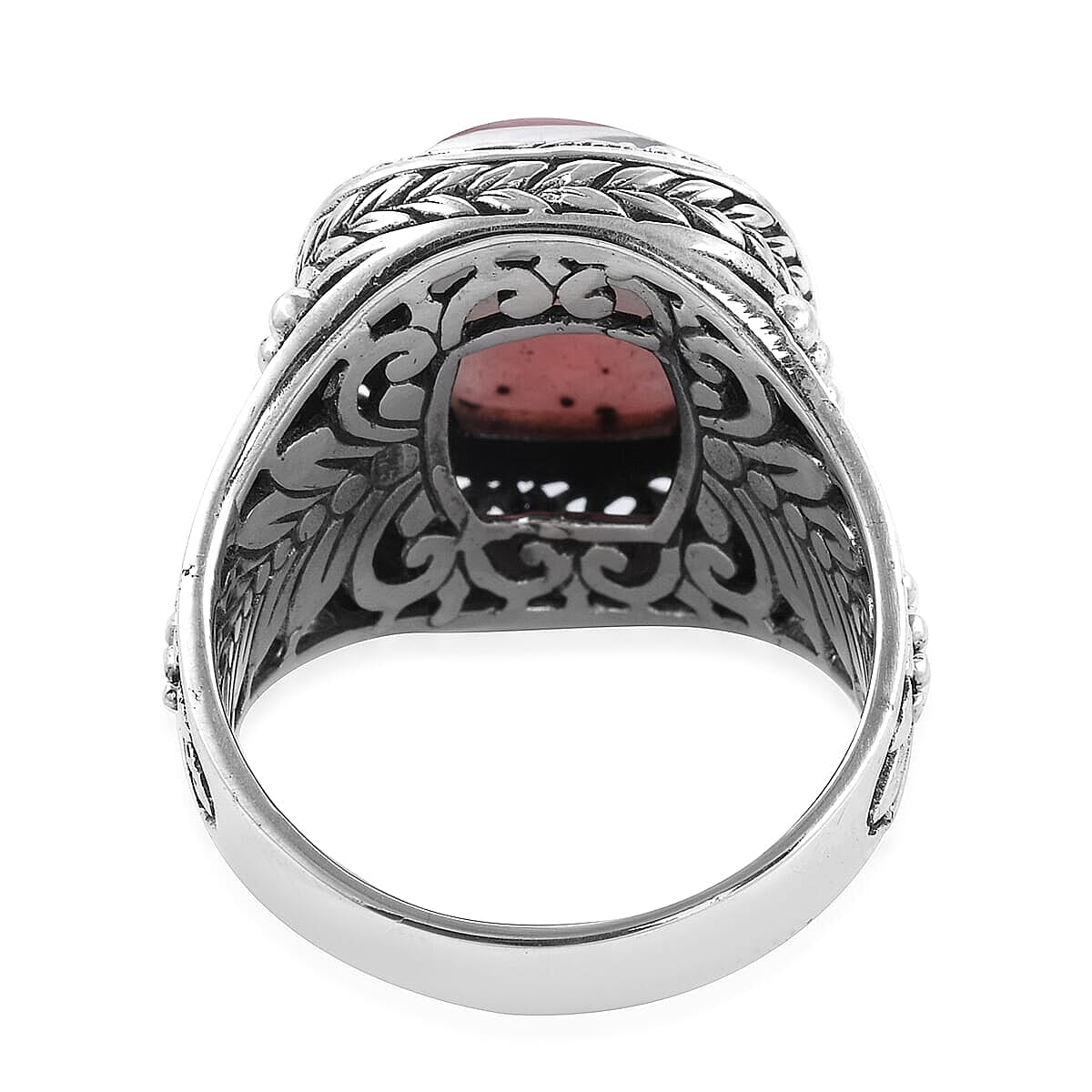 BALI LEGACY Argentinian Rhodochrosite Fillegree Work Ring in Sterling Silver (9.35 g) 7.10 ctw image number 4