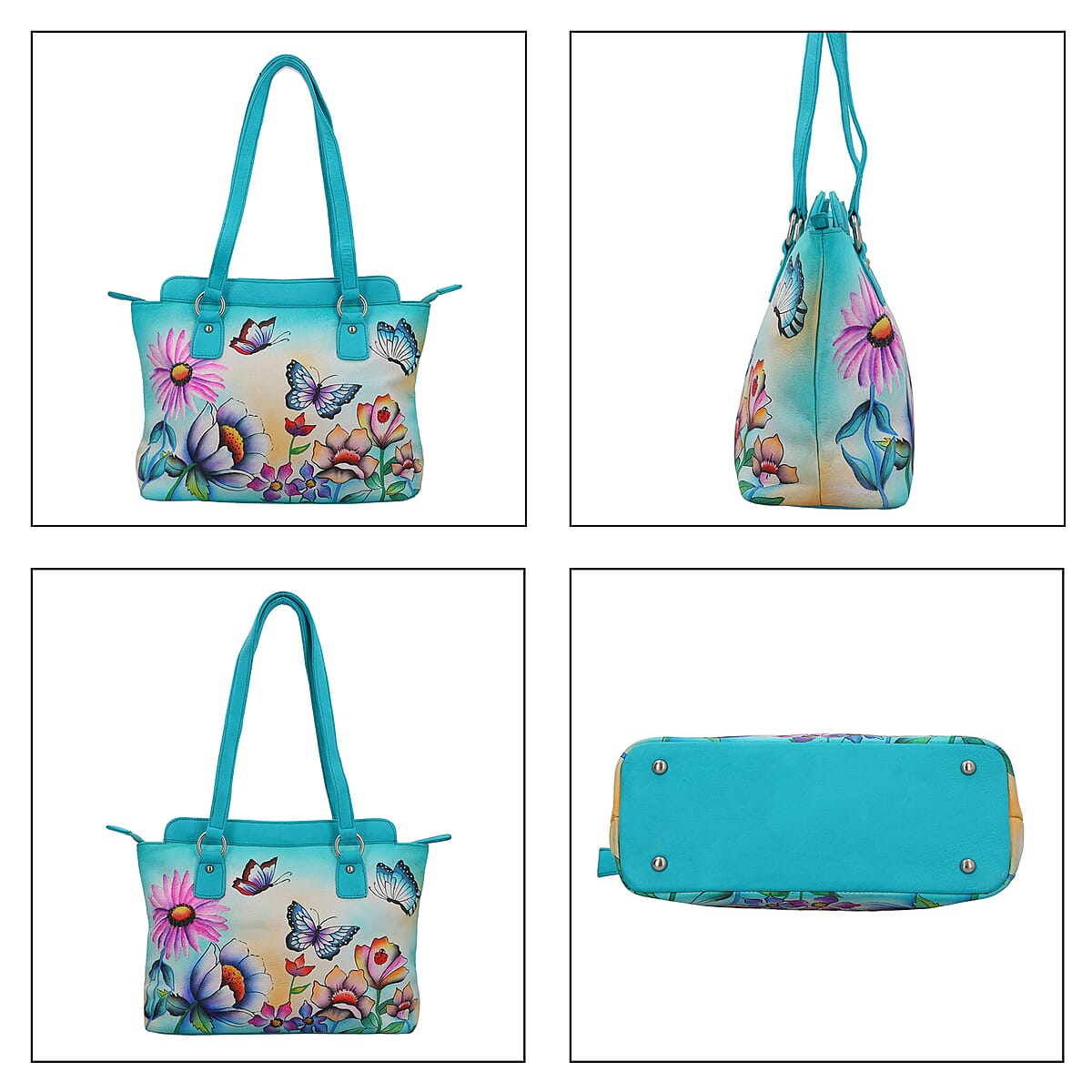 SUKRITI Sky Blue Fluorescent Theme Genuine Leather Ladies Shoulder Bag image number 5