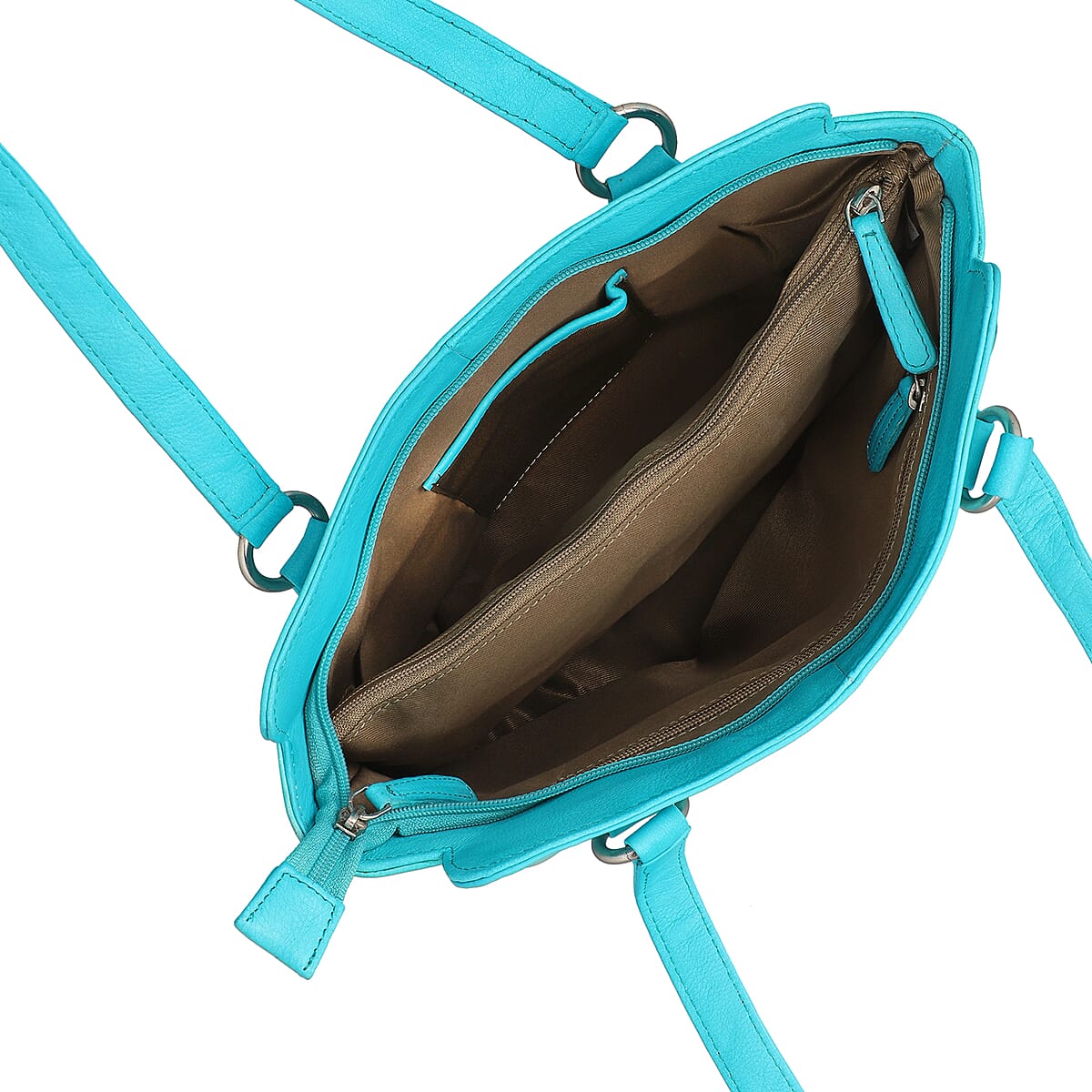 SUKRITI Sky Blue Fluorescent Theme Genuine Leather Ladies Shoulder Bag image number 6