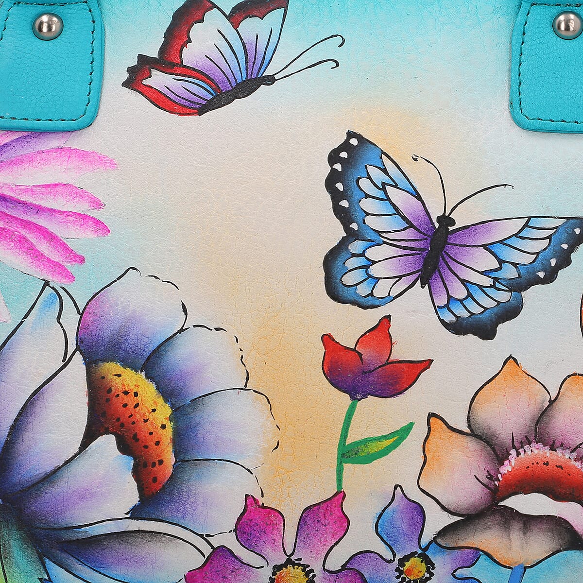 SUKRITI Sky Blue Fluorescent Theme Genuine Leather Ladies Shoulder Bag image number 7