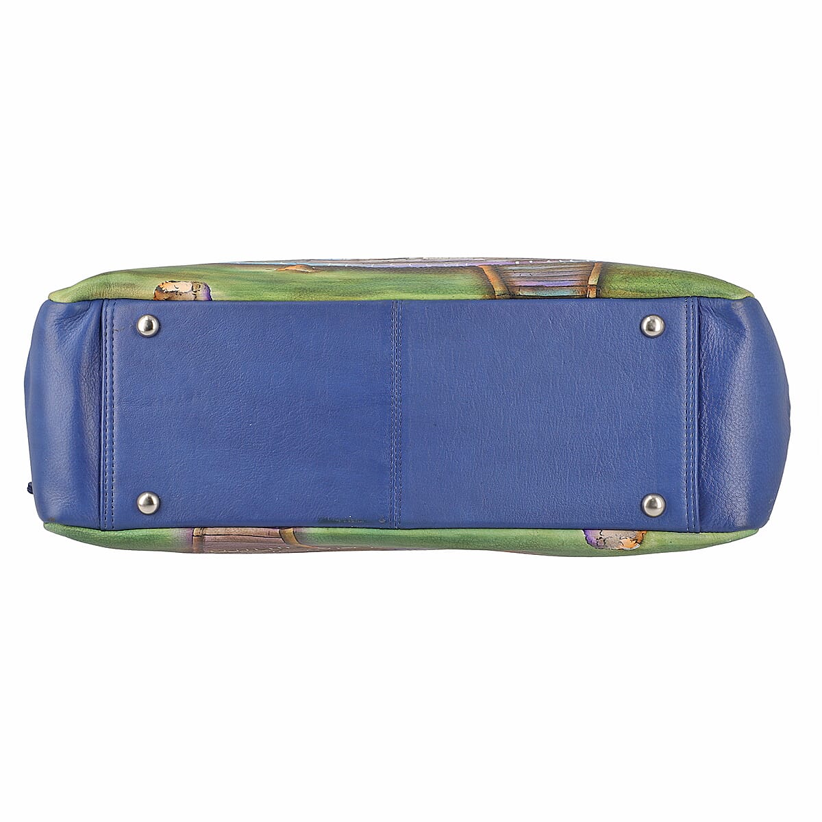 Sukriti Dark Blue Monument Hand Painted Genuine Leather Shoulder Bag image number 5