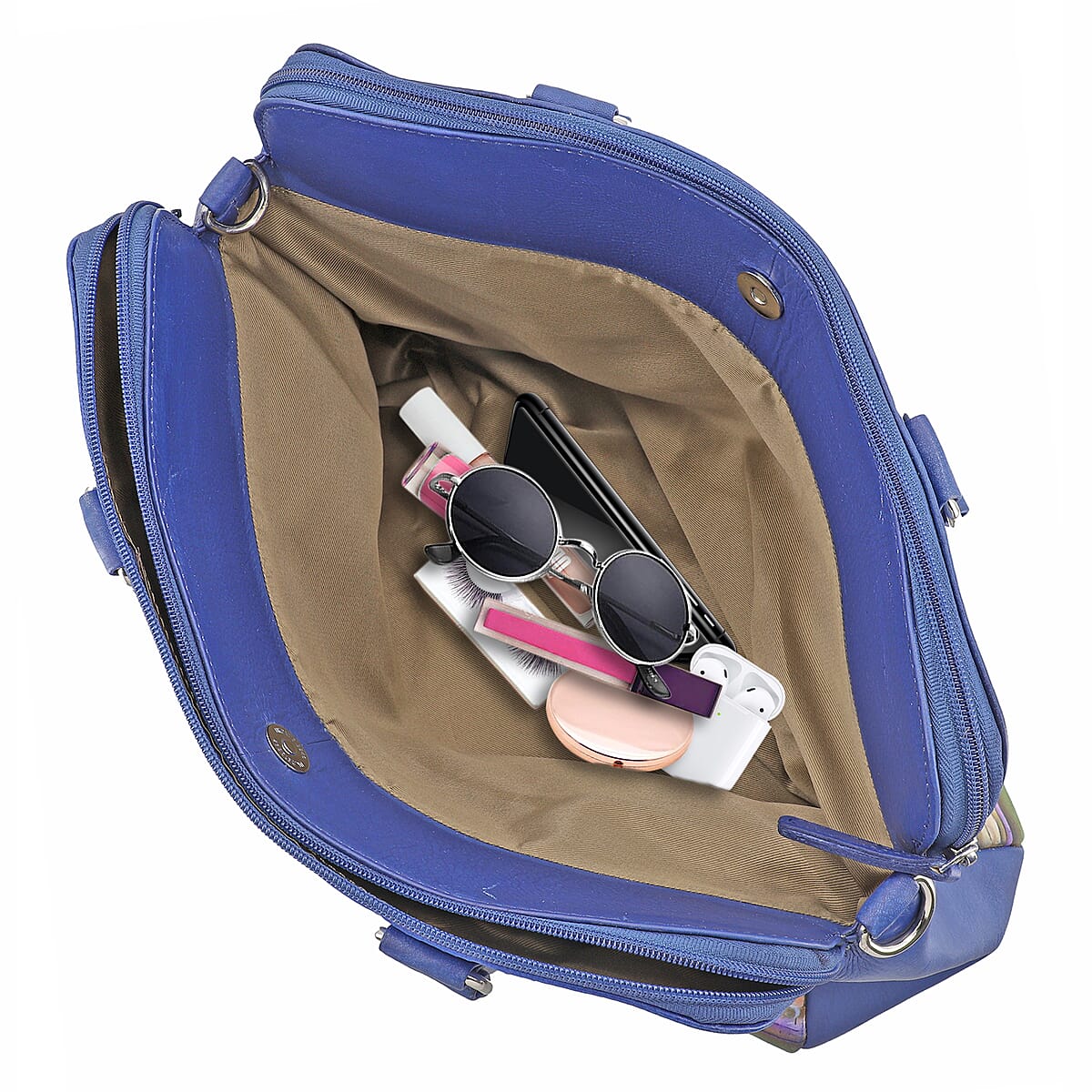 Sukriti Dark Blue Monument Hand Painted Genuine Leather Shoulder Bag image number 6