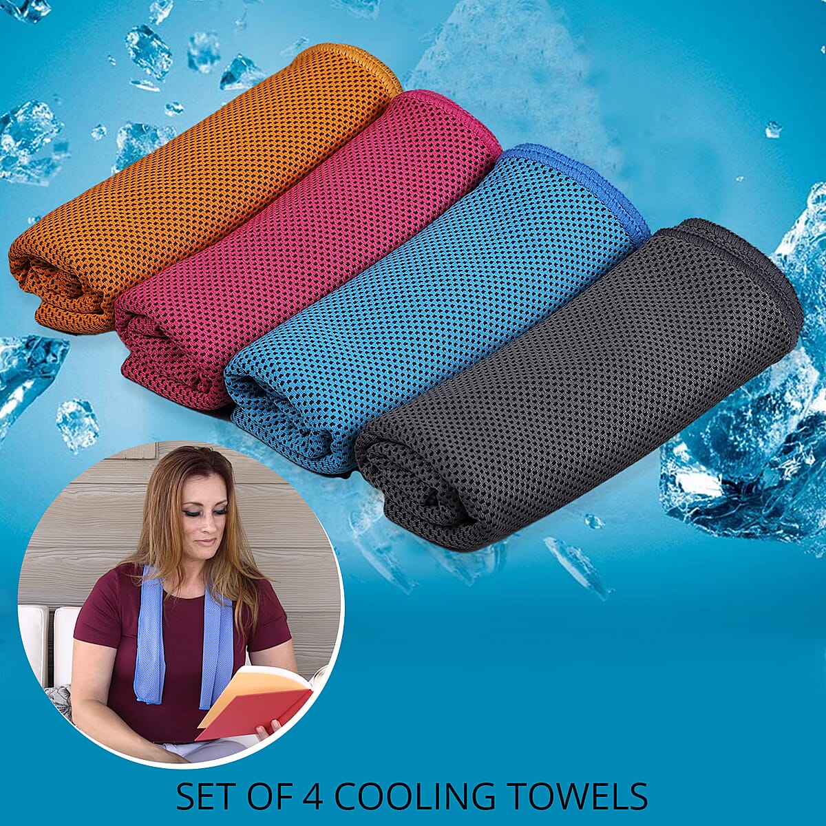 Homesmart Set of 4 Polyester & Nyon Cooling Towels image number 1