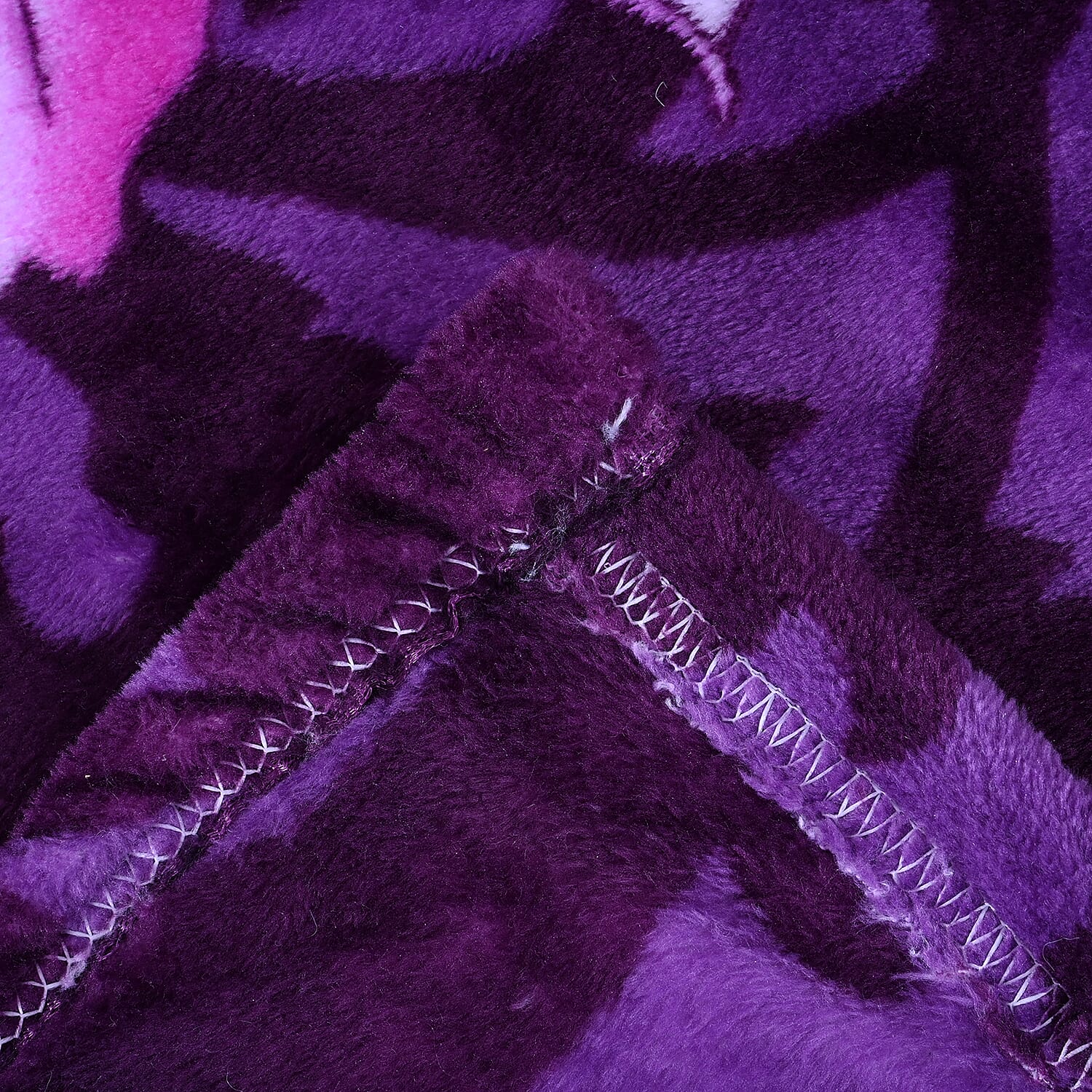 Homesmart Set of 2 Purple Solid & Lily Flower Pattern Microfiber Flannel Blanket