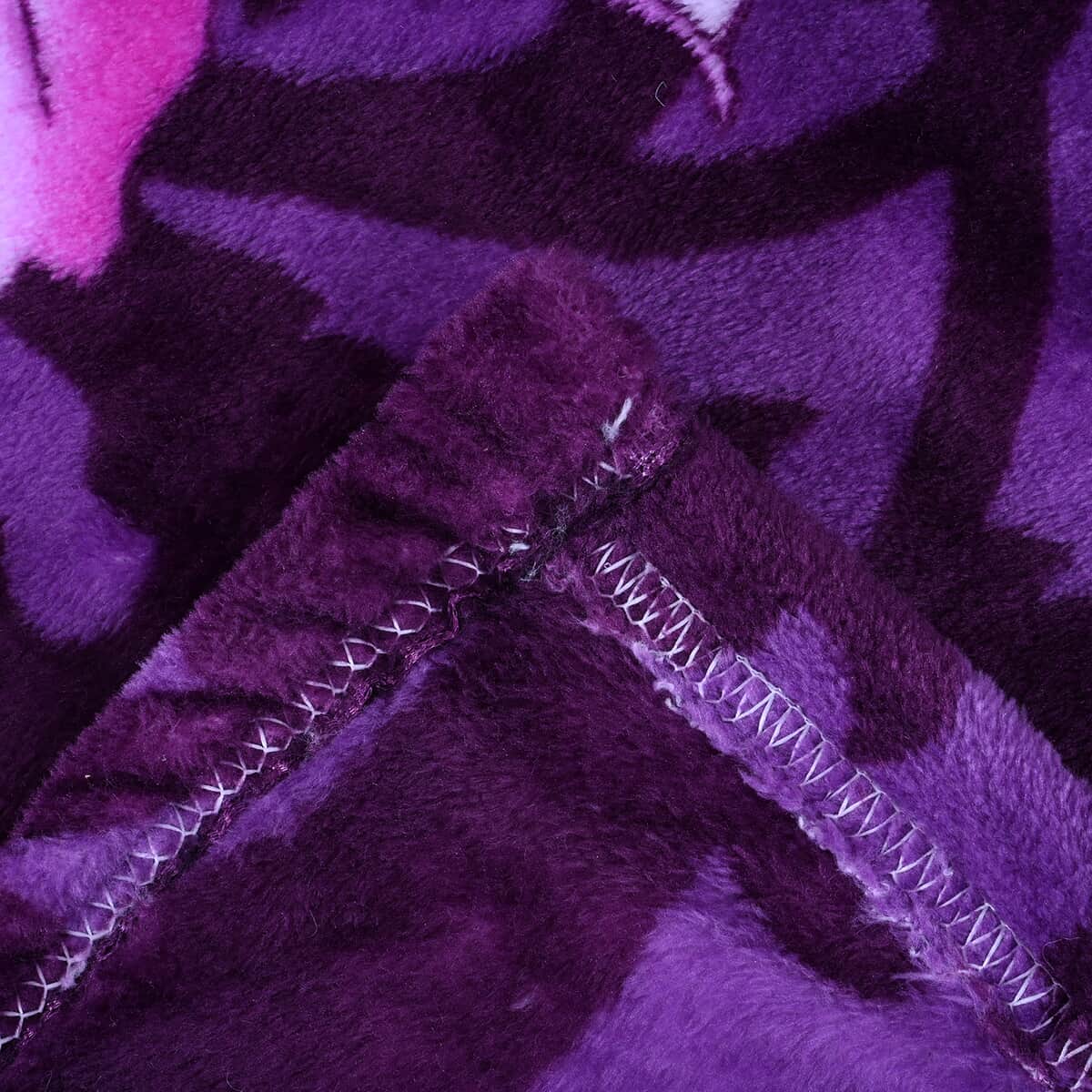 HOMESMART Set of 2 Purple Solid & Lily Flower Pattern Microfiber Flannel Blanket (59x90) image number 3