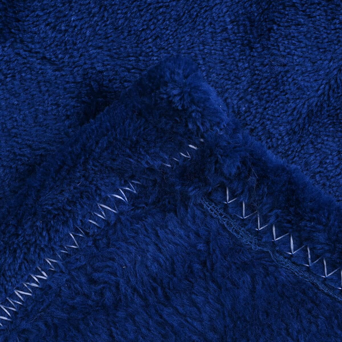 Homesmart Set of 2 Feather Pattern & Blue Solid Pattern Microfiber Flannel Blanket image number 4