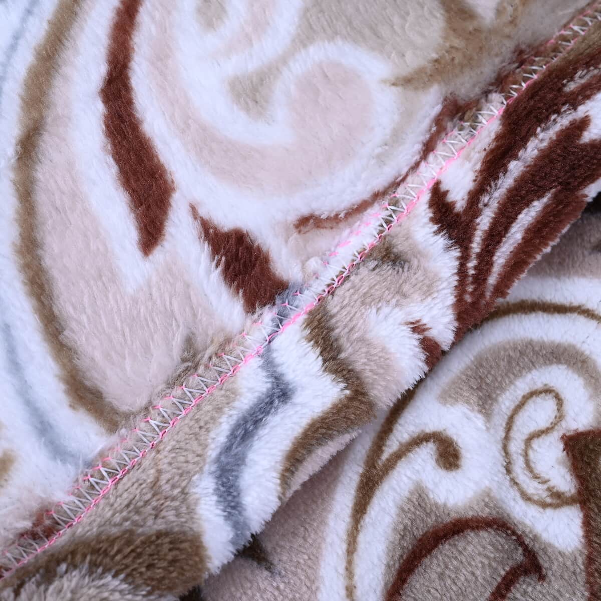 Homesmart Set of 2 Brown Phoenix Tail & Light brown Solid Pattern Microfiber Flannel Blanket image number 5