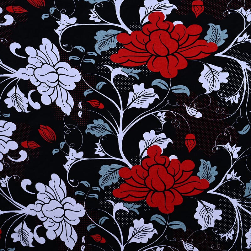 Homesmart Set of 2 Black/Flower Print Pattern & Red Solid Microfiber Flannel Blanket