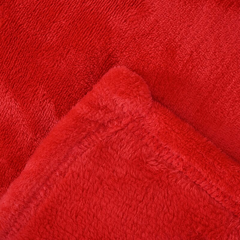 Homesmart Set of 2 Black/Flower Print Pattern & Red Solid Microfiber Flannel Blanket