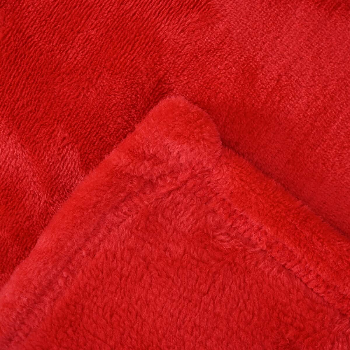 Homesmart Set of 2 Black/Flower Print Pattern & Red Solid Microfiber Flannel Blanket image number 6