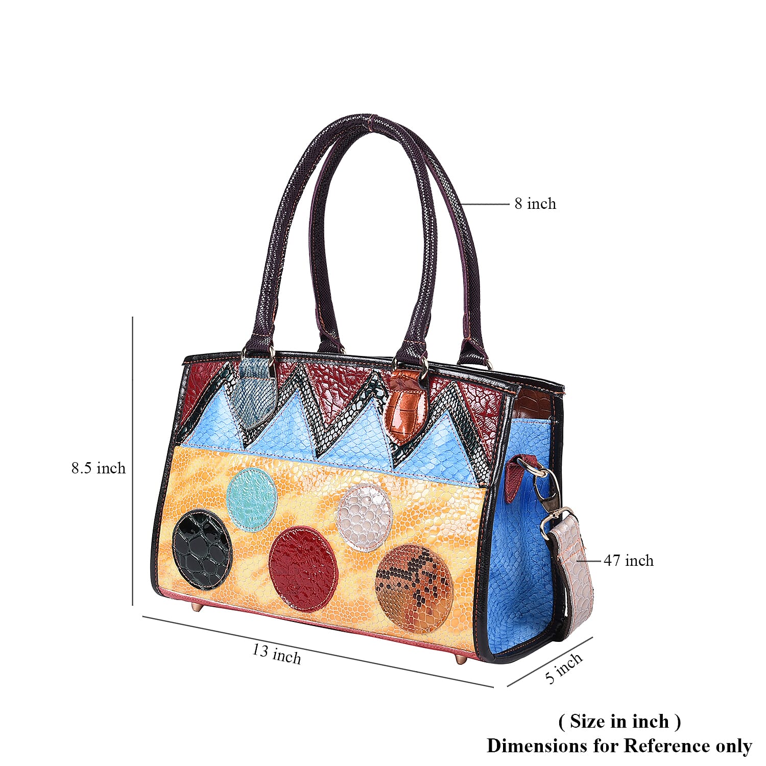 CHAOS BY ELSIE Multi Color Genuine Leather Convertible Tote Bag